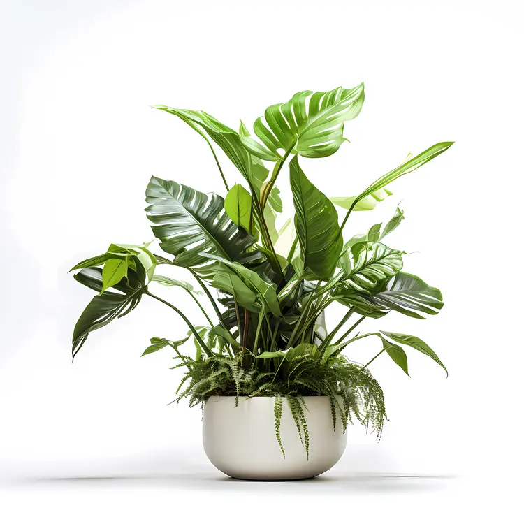 Realistic Potted Plant in White Pot