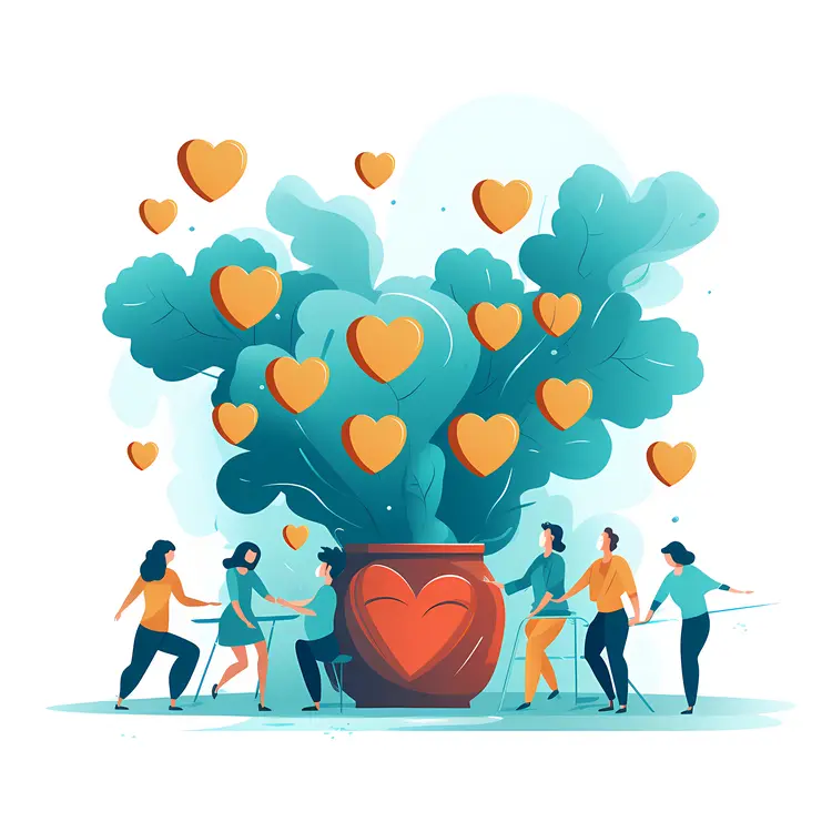 Heart and People with Tree of Hearts