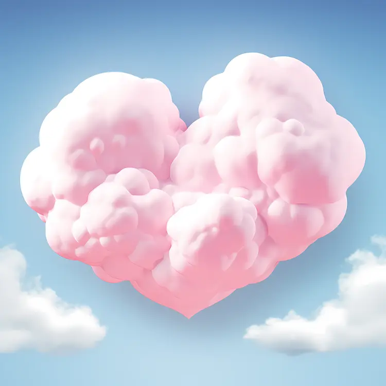 Pink Heart Cloud in a Dreamy Sky