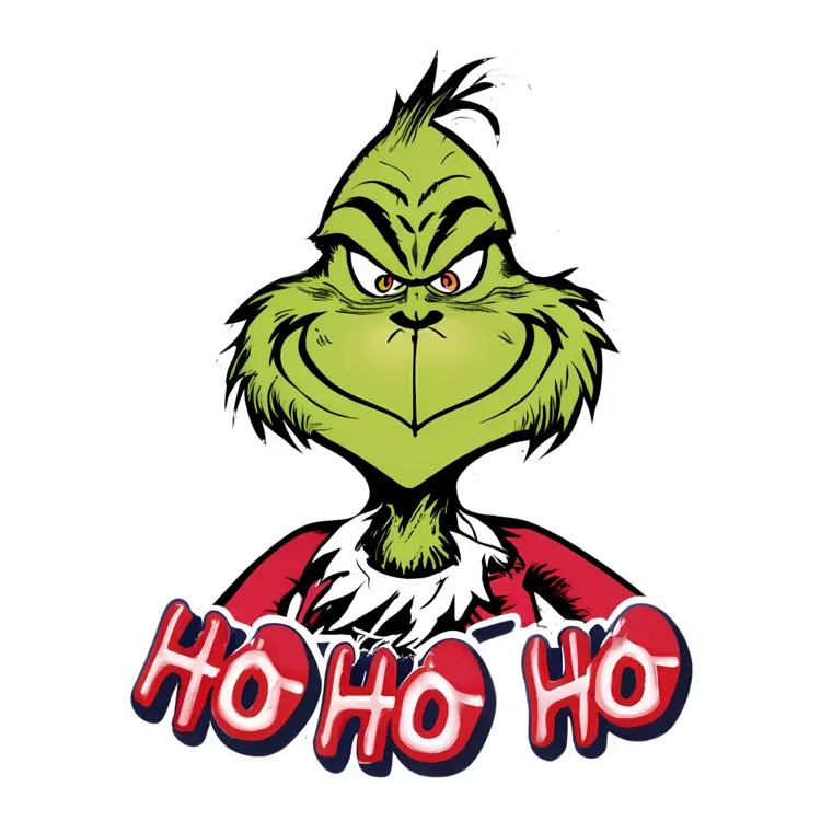 Green Grinch with 'HO HO HO' Text