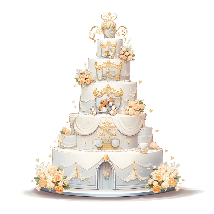 Grand Wedding Cake with Elegant Decorations