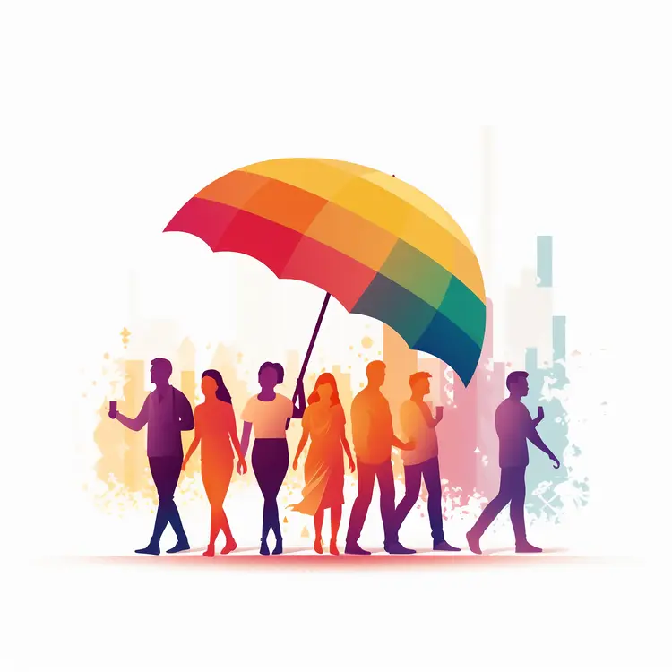 Community Under Rainbow Umbrella