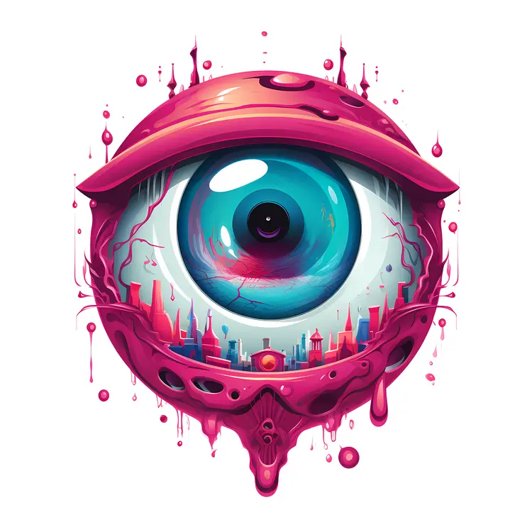 Surreal Dripping Blue Eye Illustration