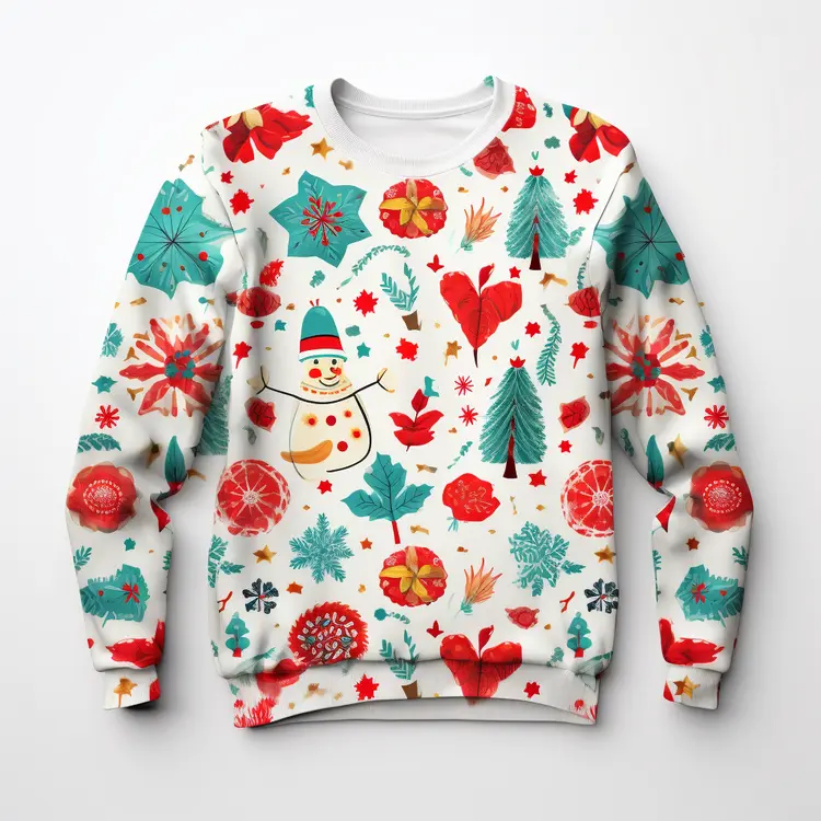 Festive Christmas Sweater with Holiday Patterns