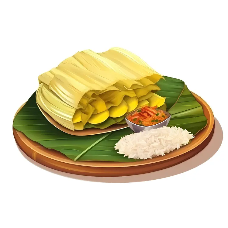 Traditional Banana Leaf Meal with Rice and Banana