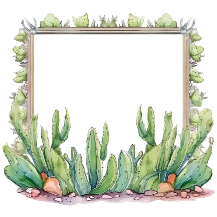 Decorative Cactus Frame Illustration