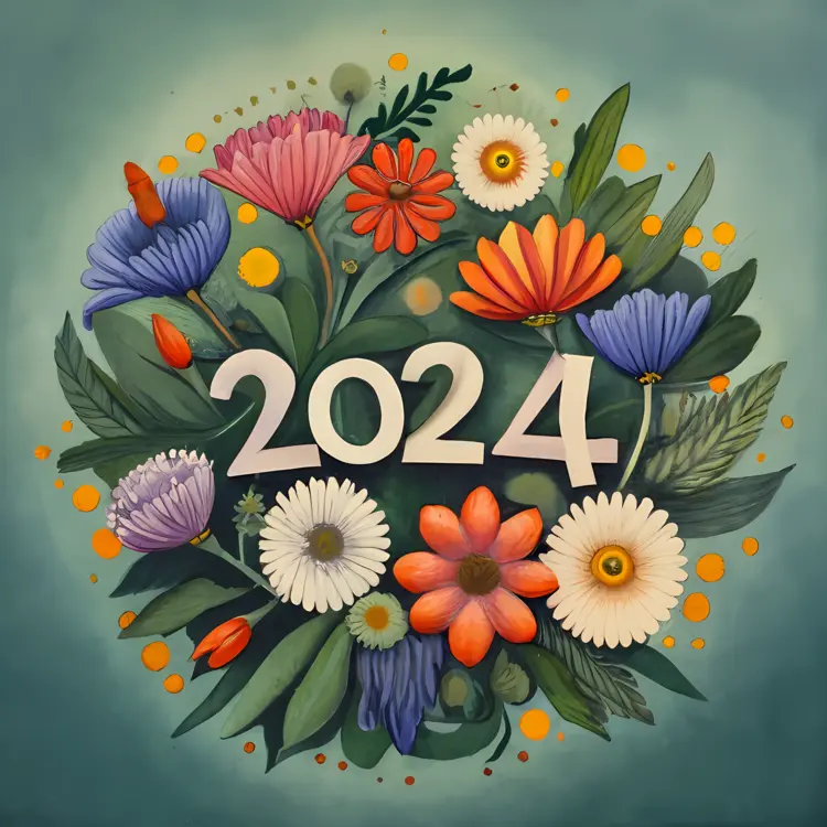 Charming Floral 2024 New Year Greeting