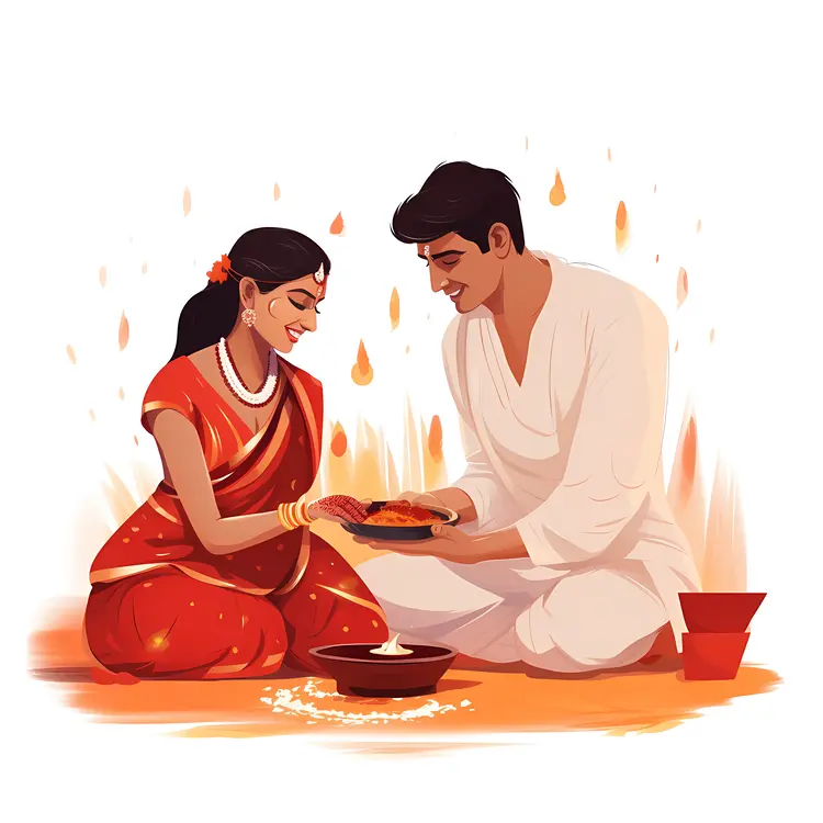 Traditional Indian Couple Celebrating Diwali
