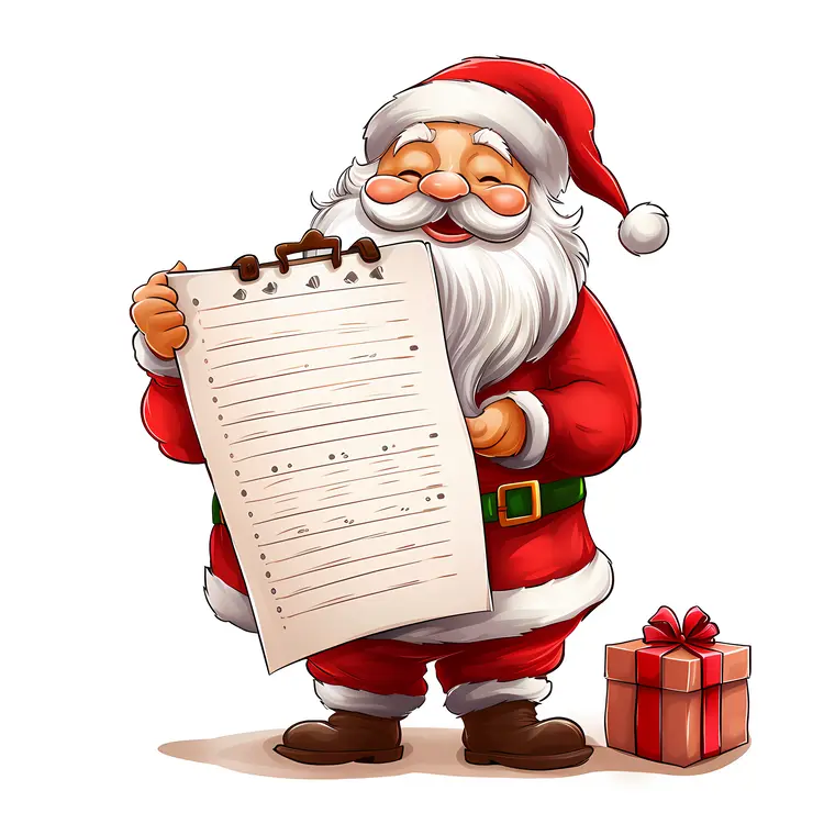Santa Claus Holding a Christmas List