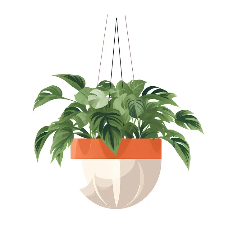 Green Hanging Plant in Decorative Pot