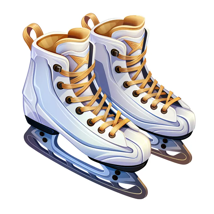 White Ice Skates with Orange Laces