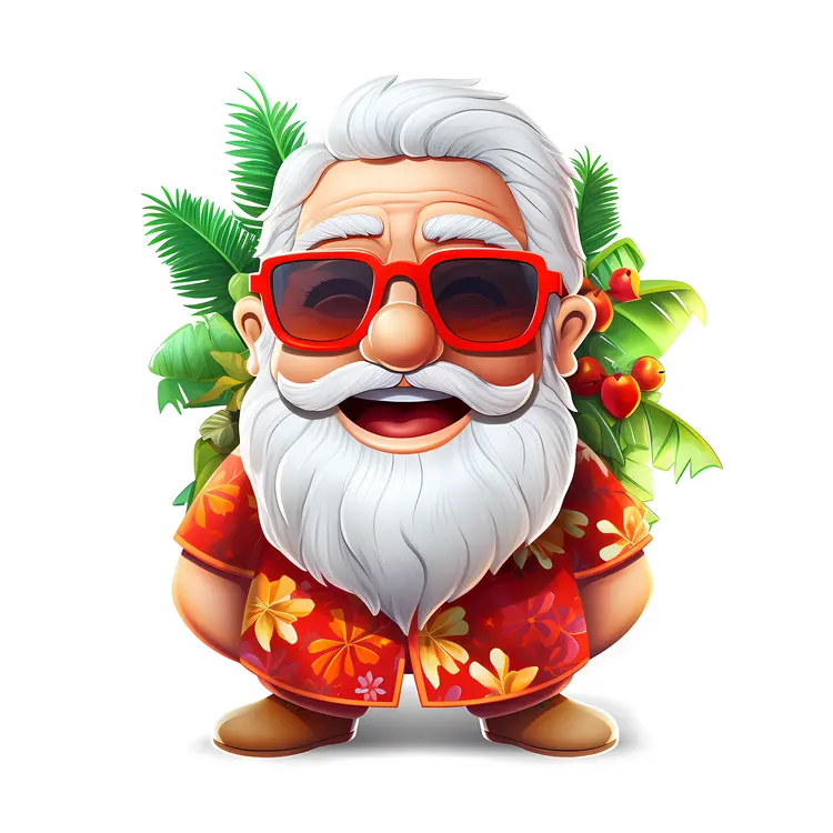 Tropical Santa in Hawaiian Shirt