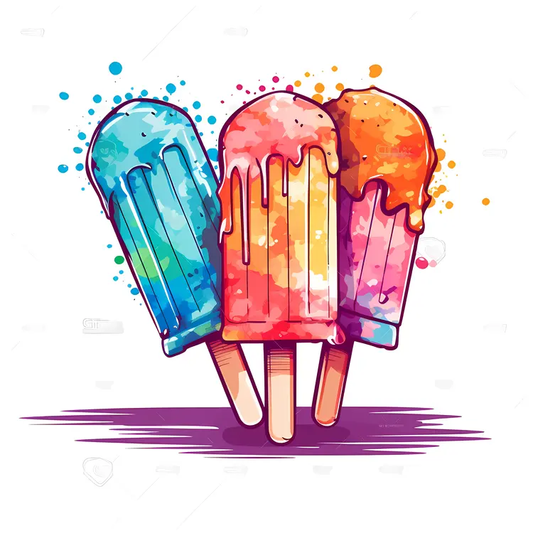 Colorful Melting Popsicles