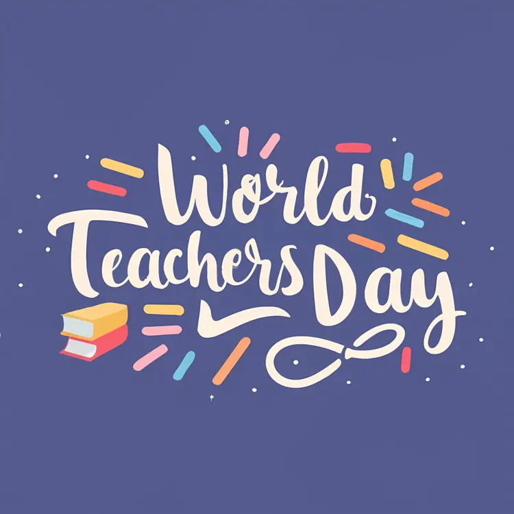 World Teachers Day with Books and Colorful Design