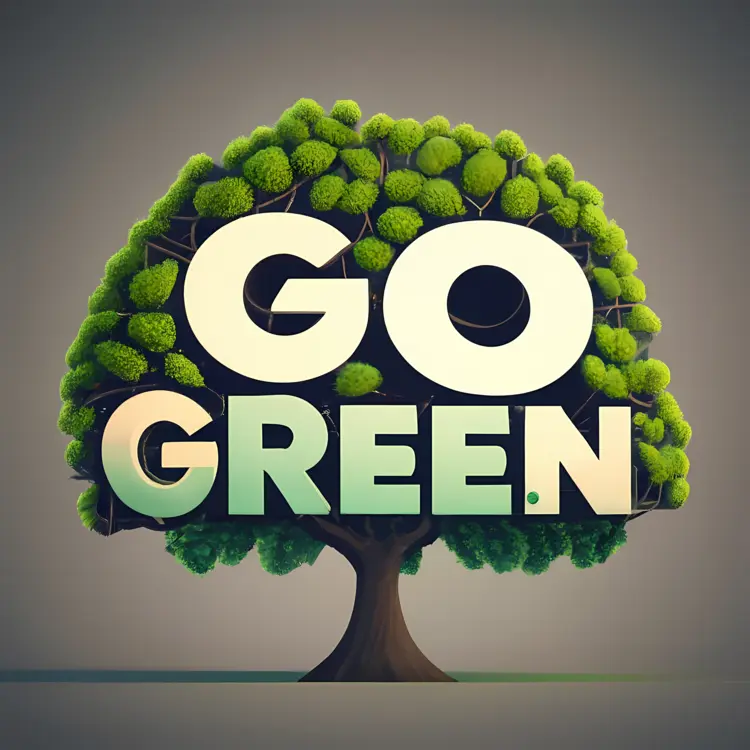 Go Green Slogan with Tree Illustration