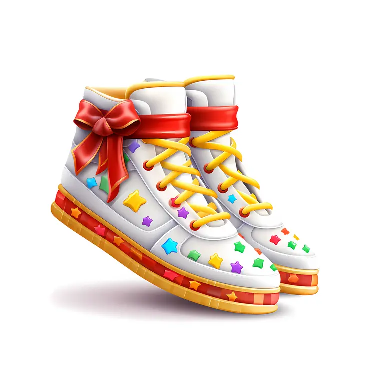 White Sneakers with Colorful Stars