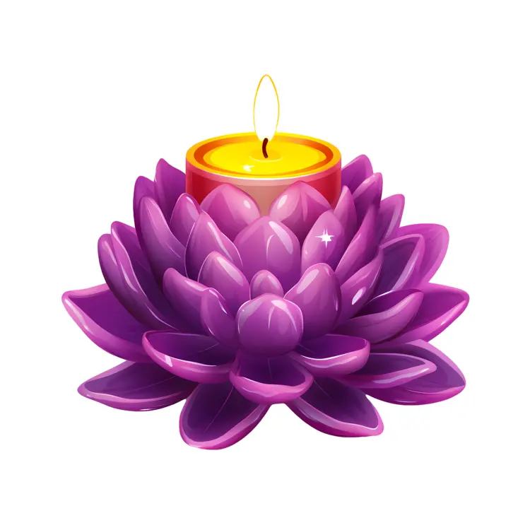 Purple Lotus Candle with Flame