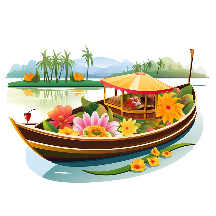 Flower Boat on a Calm River
