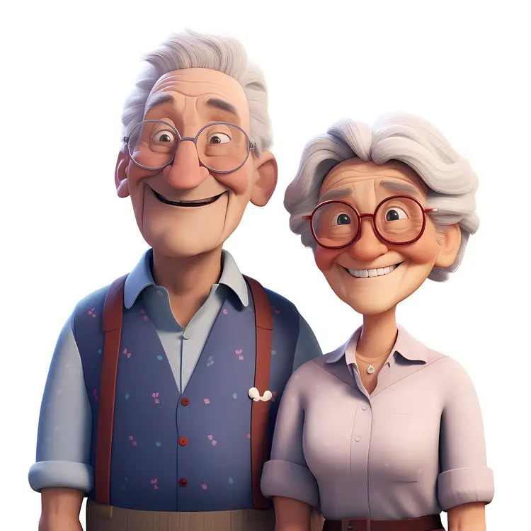 Animated Elderly Couple Portrait