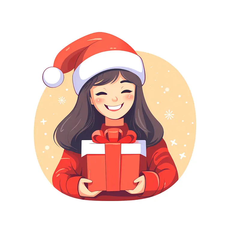 Girl with Christmas Gift