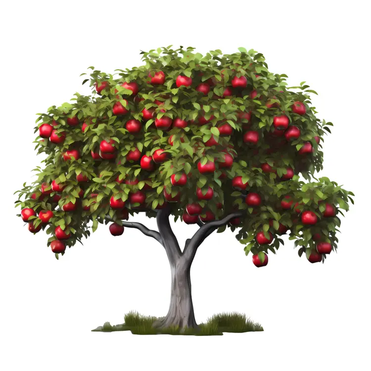 Lush Apple Tree with Red Apples