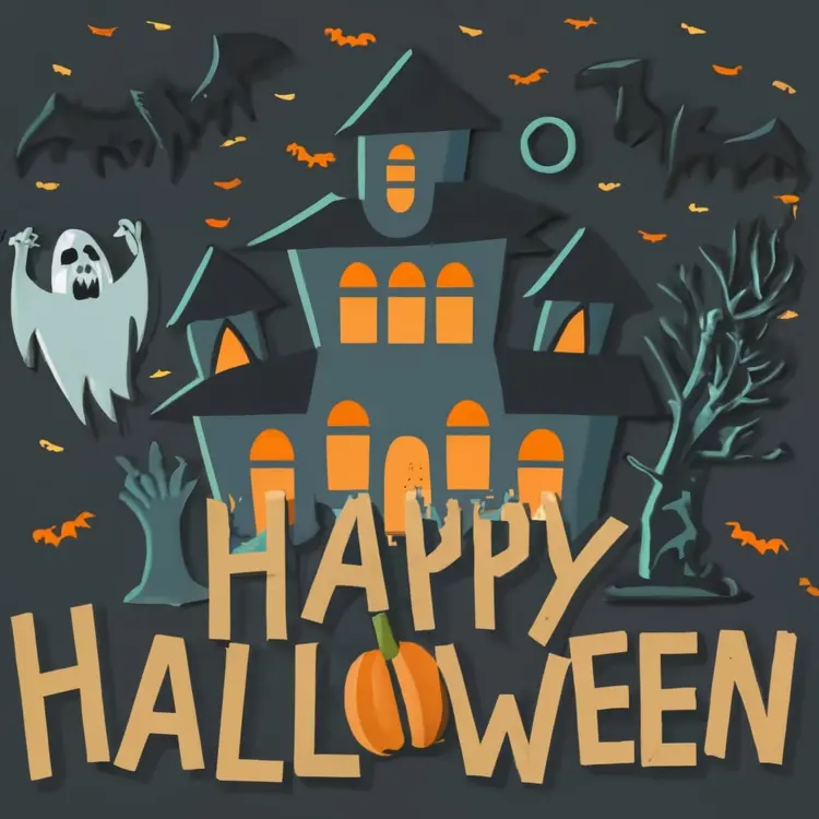 Happy Halloween with Haunted House and Ghost