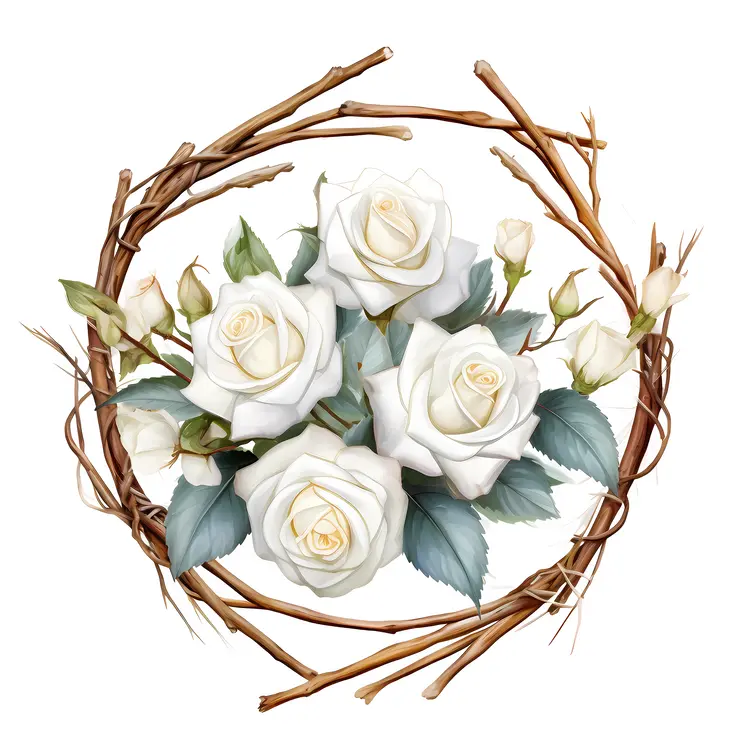 White Roses in a Wreath