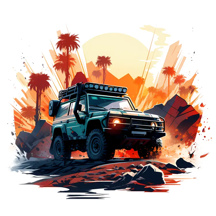 Off-Road Vehicle in Desert Landscape