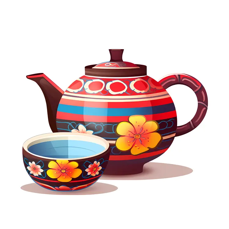 Beautiful Floral Teapot and Teacup Illustration