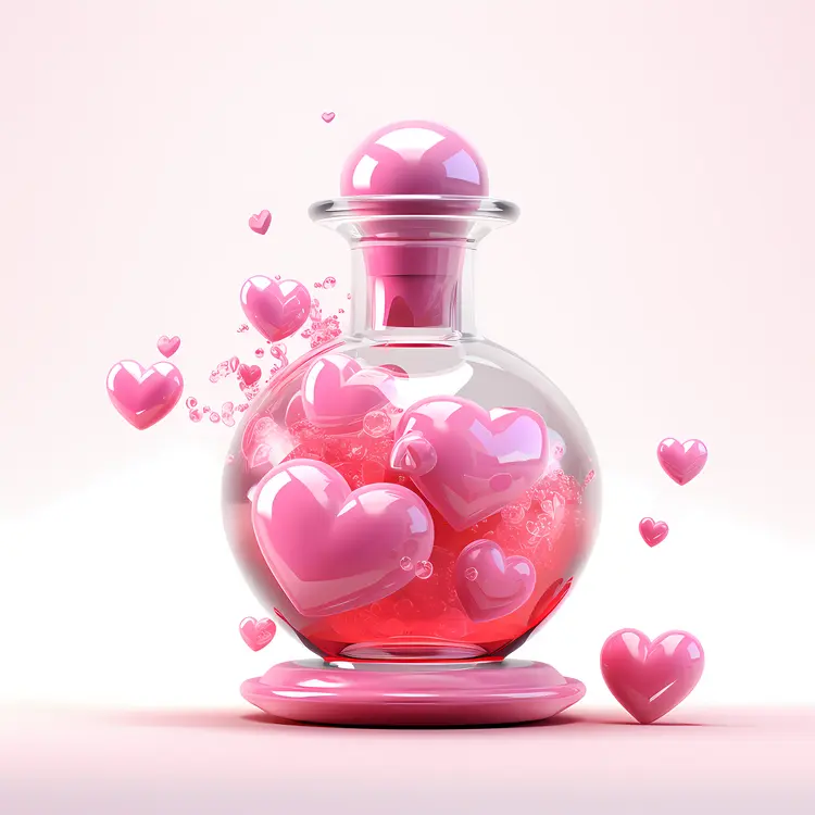 Heart Potion Bottle with Floating Hearts