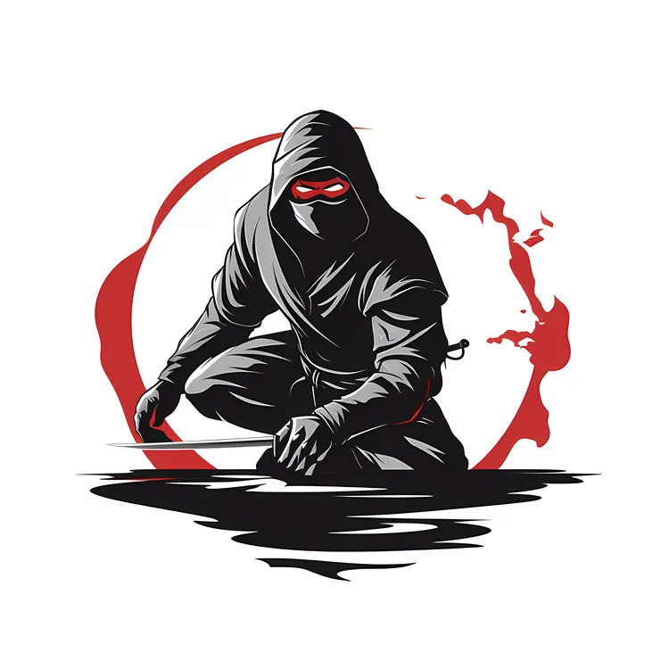 Crouching Ninja with Red Circle