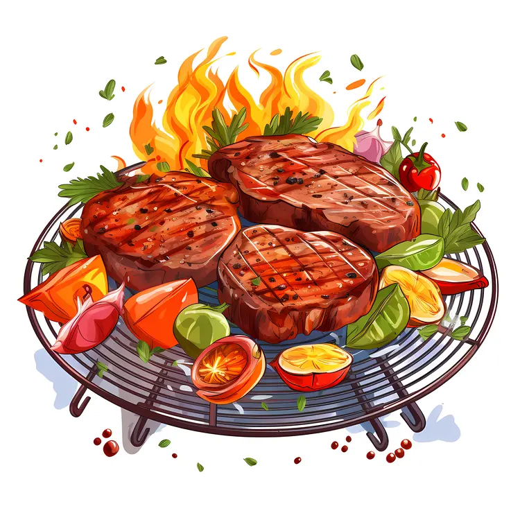 Juicy Grilled Steak with Vegetables
