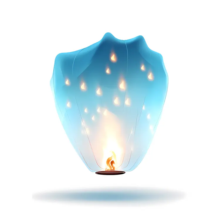 Blue Sky Lantern with Fire