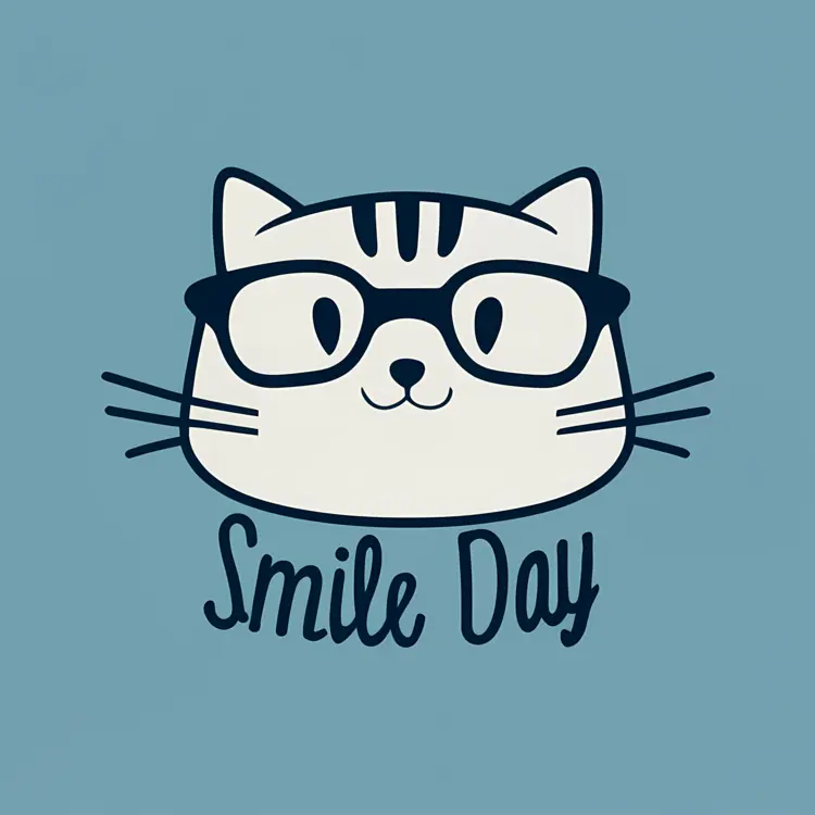 Cute Cat with Glasses for Smile Day