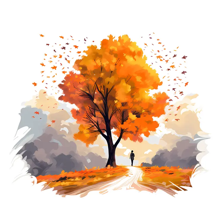 Man under Autumn Tree