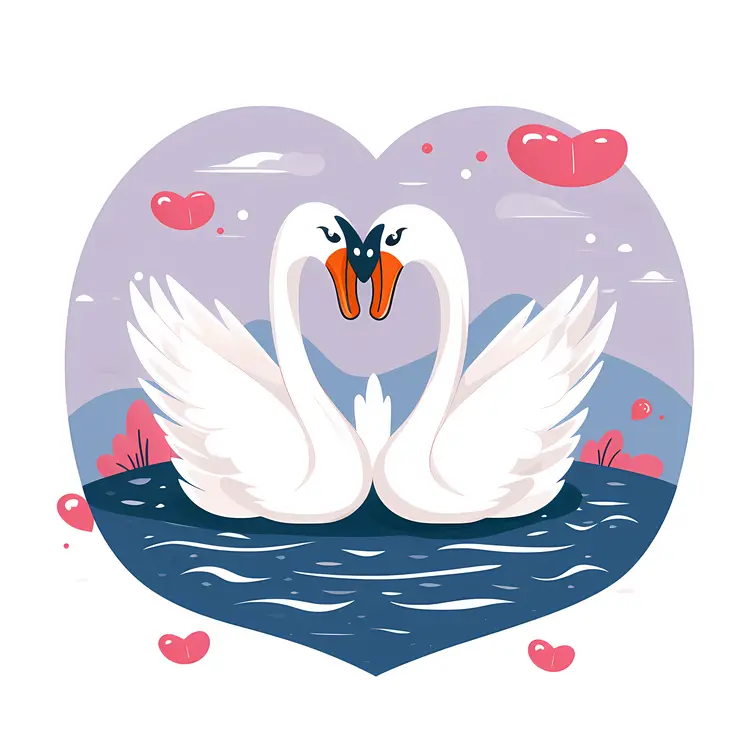 Romantic Swans in Love