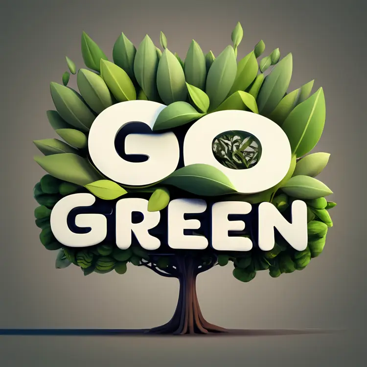 Go Green Slogan with Tree and Leaves