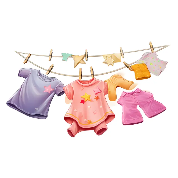 Colorful background of children's clothing and accessories for rainy days