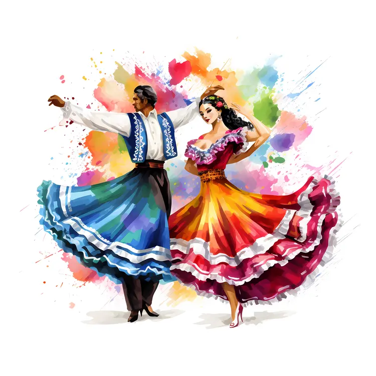 Colorful Traditional Dancers in Festive Costumes