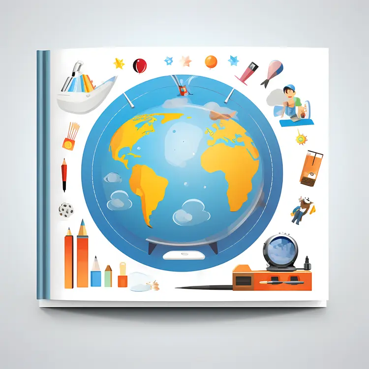 Educational Globe with School Supplies