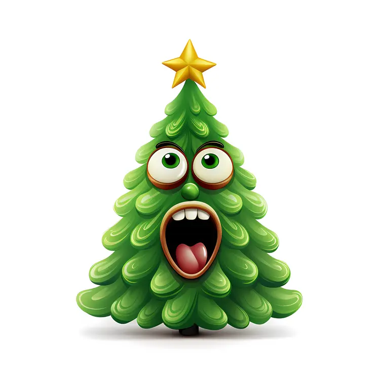 Surprised Christmas Tree with Star