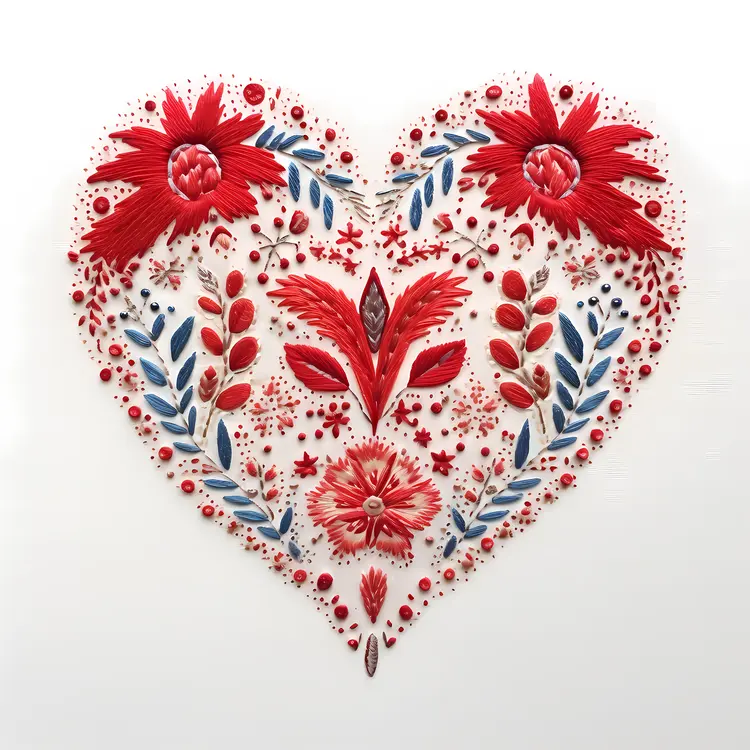 Embroidered Floral Heart