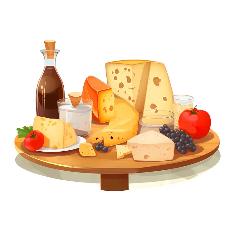 Cheese Platter with Fruits and Drink