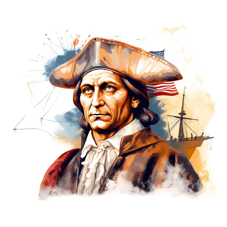 Historical Figure with American Flag