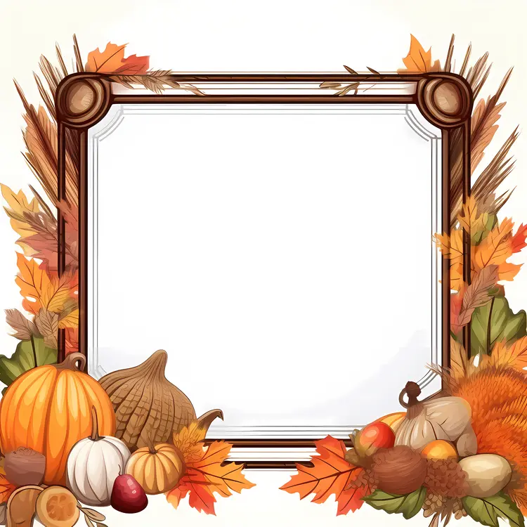 Autumn Frame with Harvest Elements