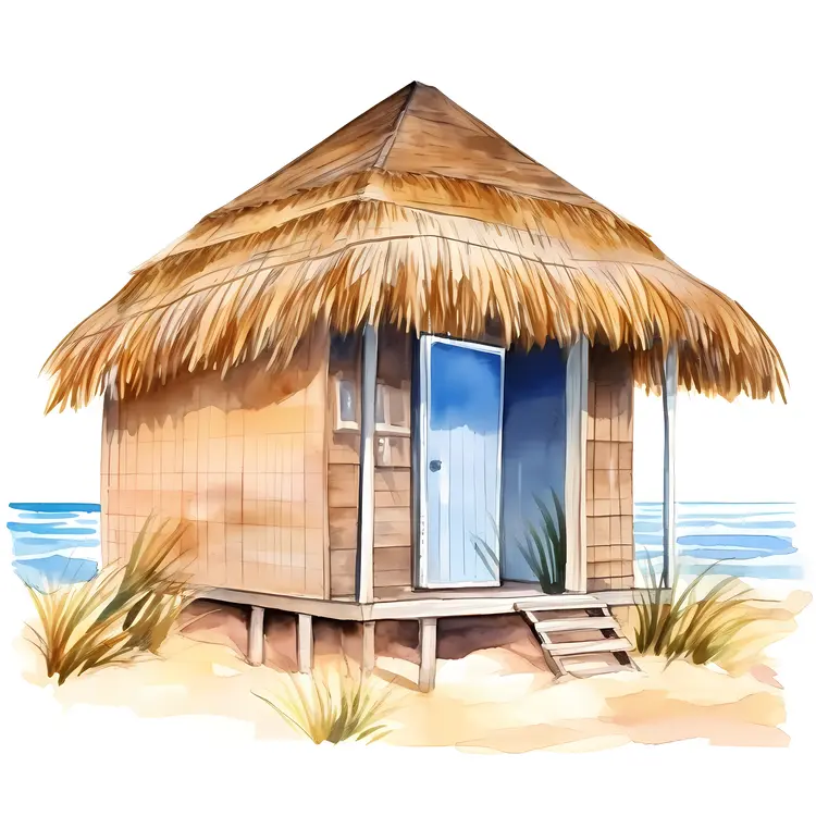Thatched Roof Hut on the Beach