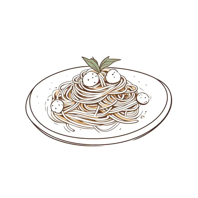 Plate of Spaghetti with Meatballs and Herbs