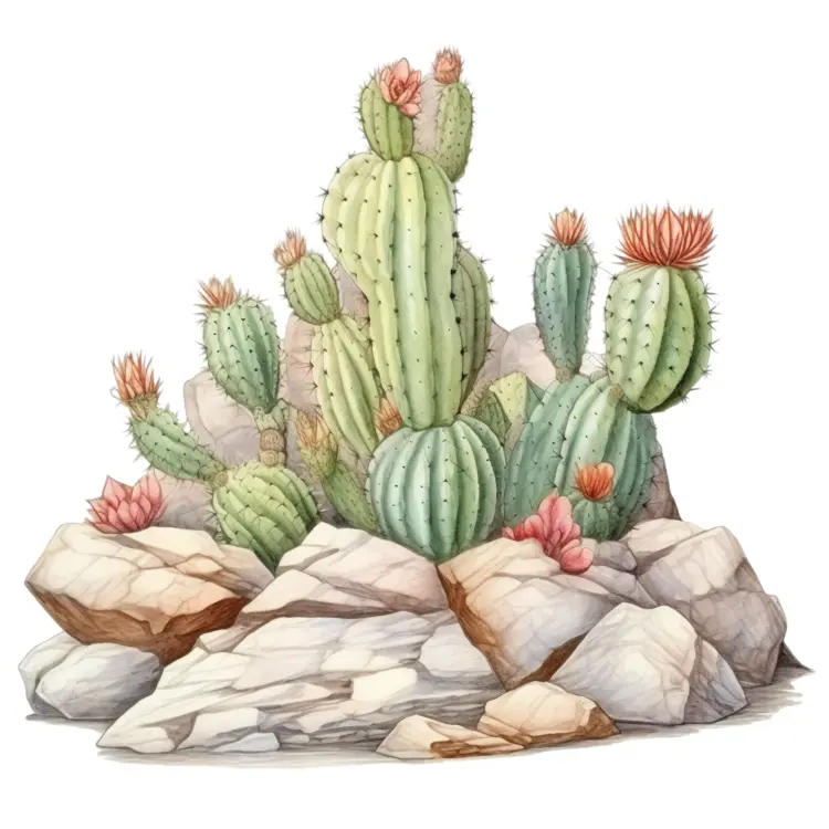 Cactus Rock Garden with Flowers