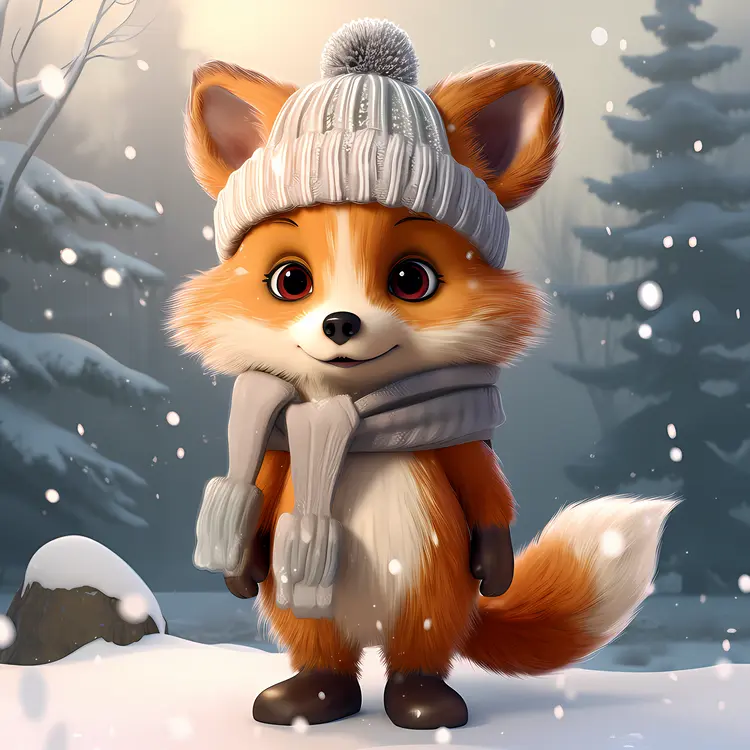 Adorable Fox in Winter Attire