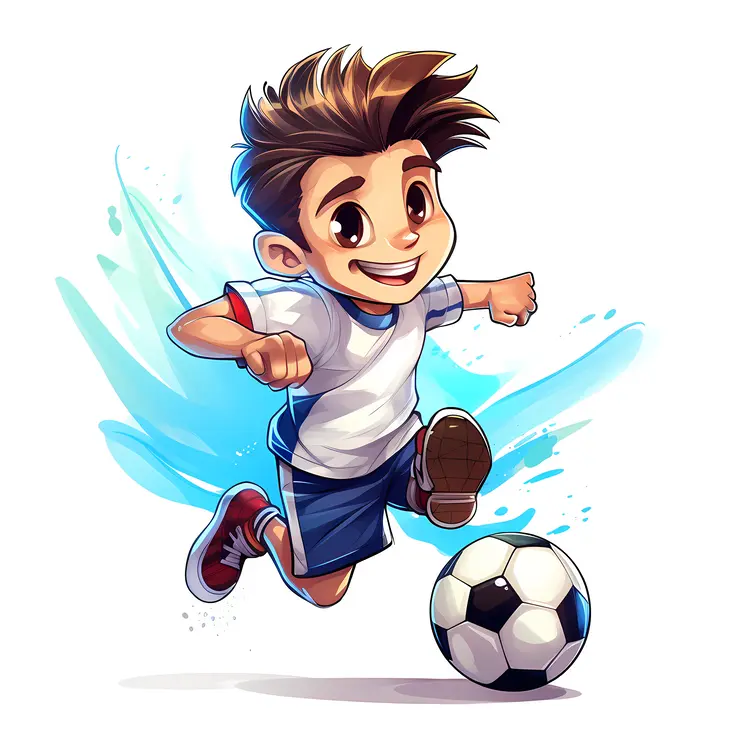 Happy Boy Playing Soccer